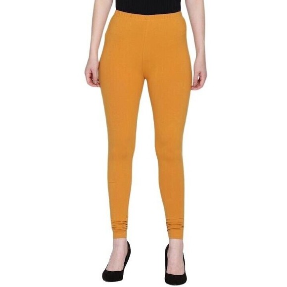 X-Plus Size Womens Buttery Soft Basic‎ Solid Leggings Mustard - Picture 1 of 4